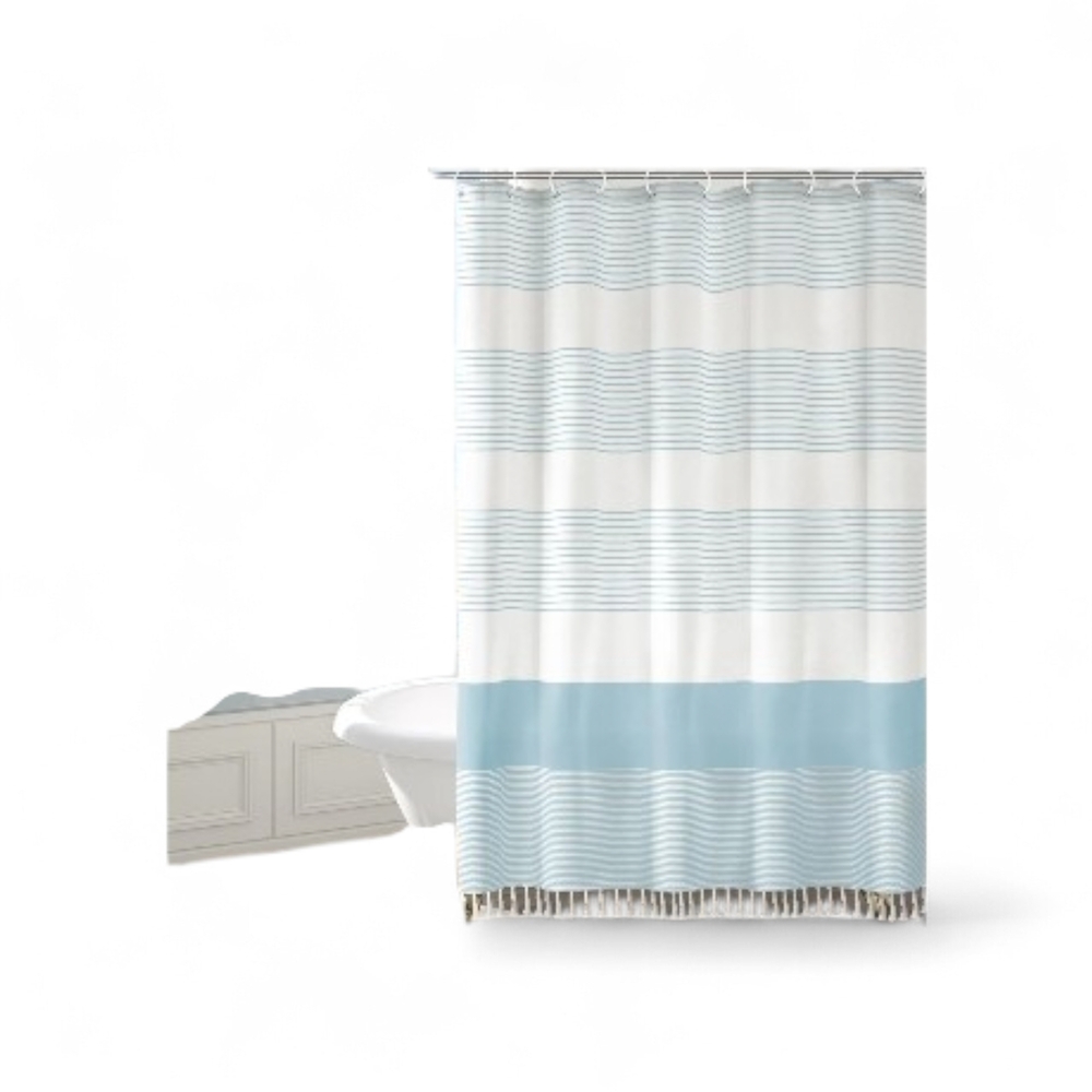 Light Blue Striped Shower Curtain - Home Bath